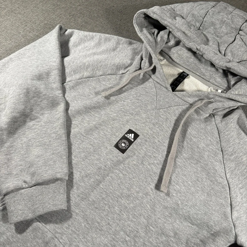 Adidas Hoodie Mens Size M Gray Charlotte FC MLS Soccer Pullover Sweatshirt